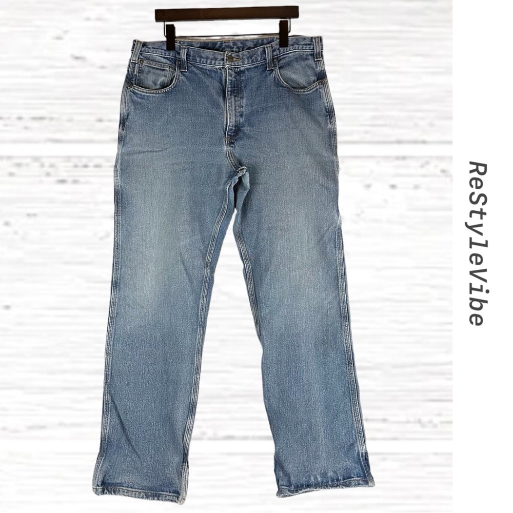 CARHARTT Men’s Size 38x34 Denim Jeans Cargo Style Relaxed Fit Stretch